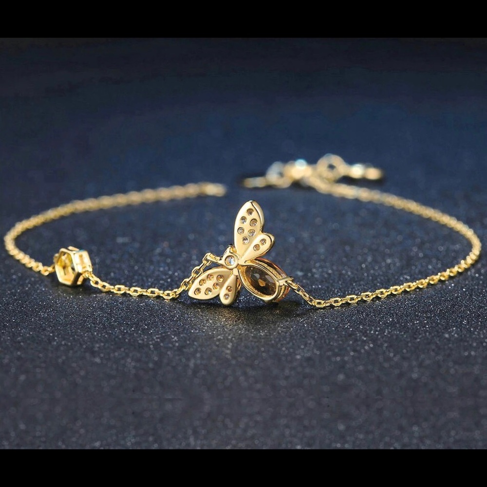 Natural Citrine & Silver Bracelet